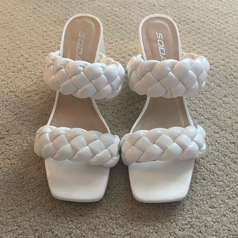 White Cross two strap heels